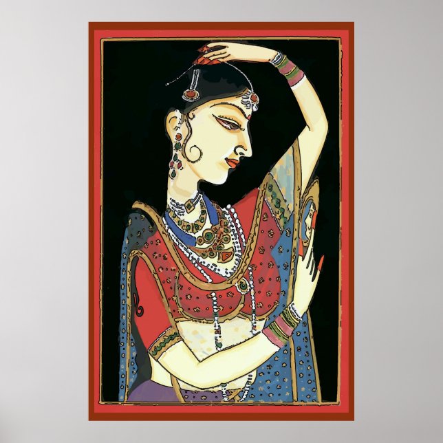 Vintage indische Frau, Moghul Art Poster (Vorne)