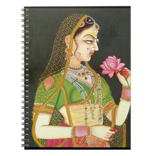 Vintage indische Frau, Mughal Kunst Notizblock
