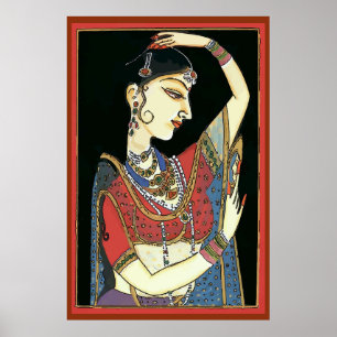 Vintage indische Frau, Mughal-Kunst Poster