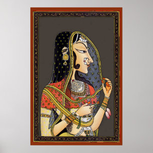 Vintage indische Frau, Mughal-Kunst Poster