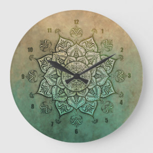 Vintage indische Mandala-Boho-Wanduhr Große Wanduhr