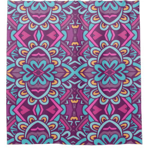 Vintage indische Retro-stilisierte Blume und Rhomb Duschvorhang
