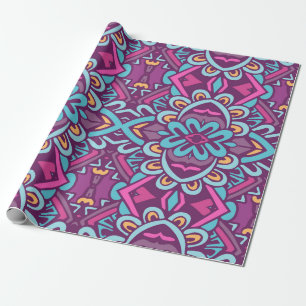 Vintage indische Retro-stilisierte Blume und Rhomb Geschenkpapier