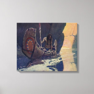 Vintage Indischer Kanu Paddling Sonne Klassiker Leinwanddruck