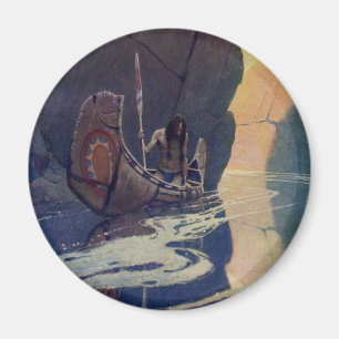 Vintage Indischer Kanu Paddling Sonne Klassiker Magnet
