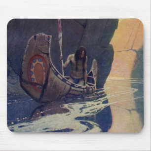 Vintage Indischer Kanu Paddling Sonne Klassiker Mousepad