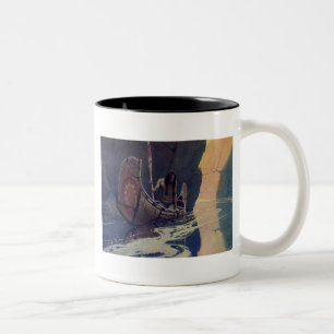 Vintage Indischer Kanu Paddling Sonne Klassiker Zweifarbige Tasse