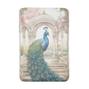 Vintage indischer Stil Blumen Garten Pfau Badematte