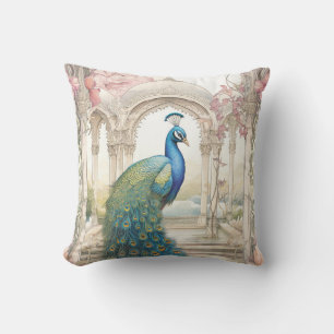 Vintage indischer Stil Blumen Garten Pfau Kissen