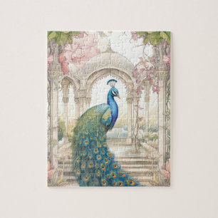 Vintage indischer Stil floraler Garten Pfau Puzzle