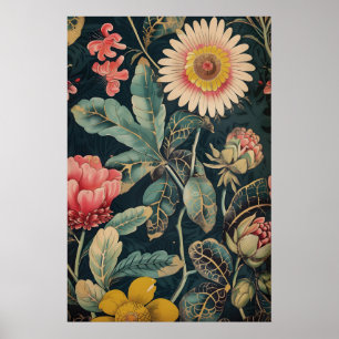 Vintage Indischer Traditioneller Floraler Kunstdru Poster