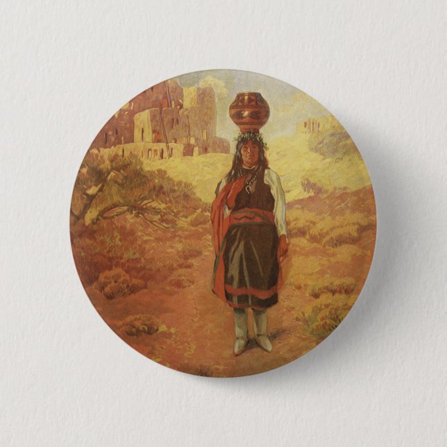 Vintage indischer Wasserträger von EW Rollins Button (Vorderseite)