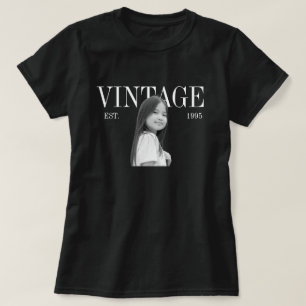Vintage-individualisiertes Kindheitsfoto zum Gebur T-Shirt