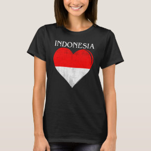 Vintage-Indonesien-Flagge-Herz für Indonesier T-Shirt