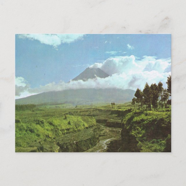 Vintage Indonesien, Merapi-Vulkan Postkarte (Vorderseite)
