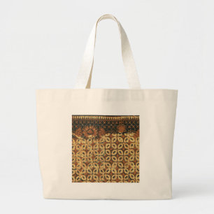 Vintage-indonesisches Batik-Kawung-Muster Rustikal Jumbo Stoffbeutel