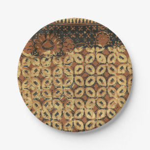 Vintage indonesisches Batik-Kawung-Muster rustikal Pappteller