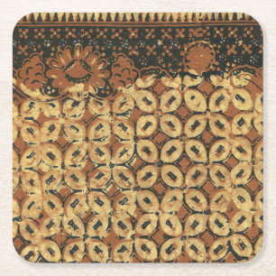 Vintage indonesisches Batik-Kawung-Muster rustikal Rechteckiger Pappuntersetzer