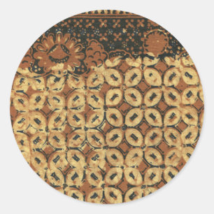 Vintage-indonesisches Batik-Kawung-Muster rustikal Runder Aufkleber