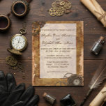 Vintage Industrial Steampunk Wedding Invitation Flyer<br><div class="desc">One design per sheet. Budget invitations do not include envelopes. This design may be personalized in the area provided by changing the photo and/or text. Or it can be customized by clicking Personalize this Template and then choosing the click to customize further option and delete or change the color of...</div>