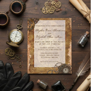 Vintage Industrial Steampunk Wedding Invitation Flyer