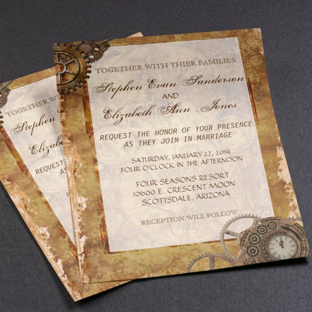 Vintage Industrial Steampunk Wedding Invitation Flyer (Von Creator hochgeladen)