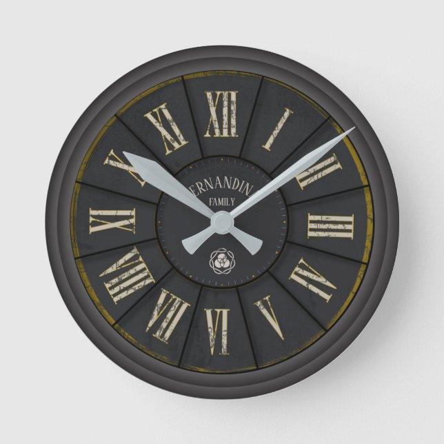 VINTAGE INDUSTRIELLE METALLWANDSCHALTFLÄCHE RUNDE WANDUHR (Vorderseite)