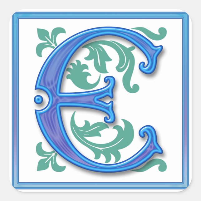 Vintage Initial E - Monogramm E Quadratischer Aufkleber (Vorderseite)
