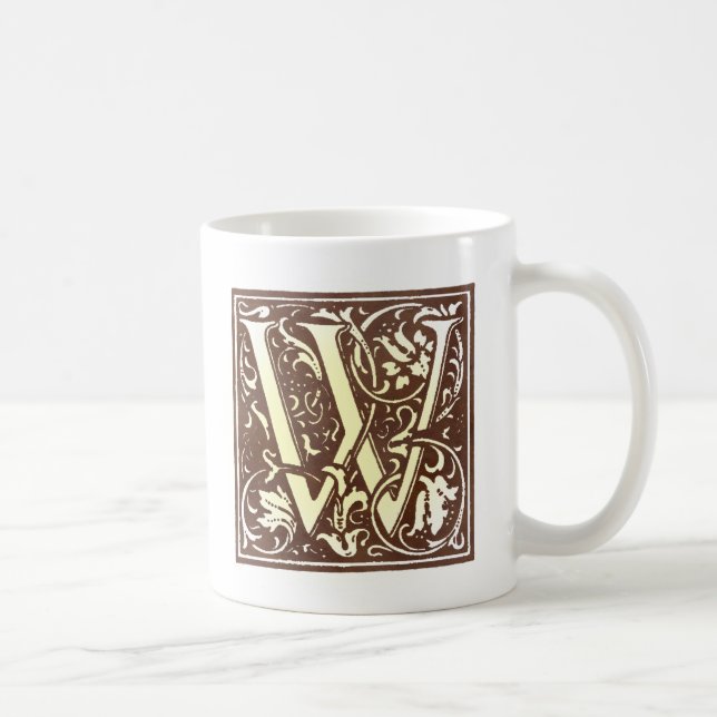 Vintage Initial  W -> Antike Initiale  W Kaffeetasse (Rechts)