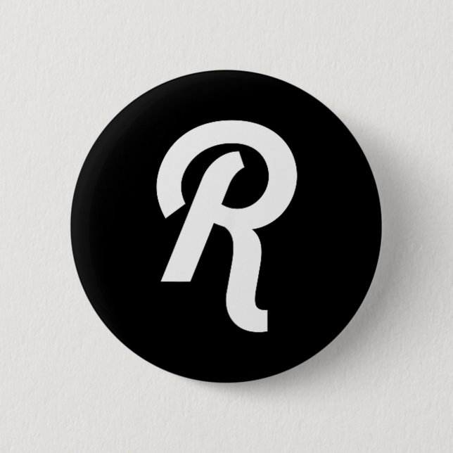 Vintage-Initiale R-Monogramm Minimalistisch Button (Vorderseite)