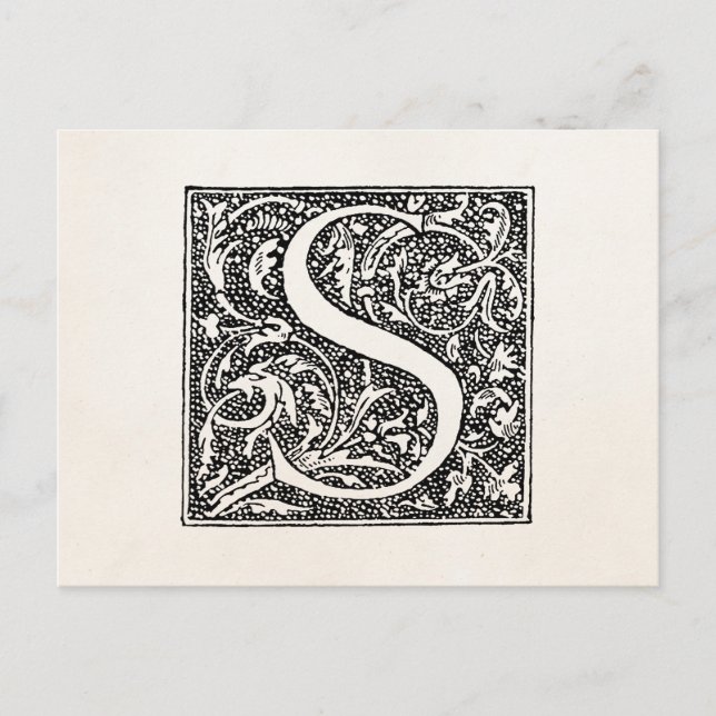 Vintage-Initiale S-Monogramm Pergament "S" Anfangs Postkarte (Vorderseite)