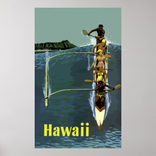 Vintage Inlandsflüge der Canoe Airline Hawaii Poster