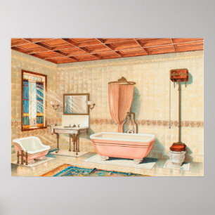 Vintage-Inneneinrichtungsillustration Poster