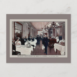 Vintage-Innenraum eines Restaurants in Paris, Fran Postkarte