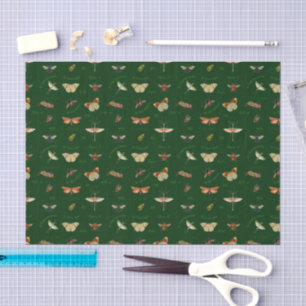 Vintage Insekten-Dekopapier Forest Green Seidenpapier