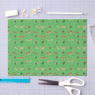 Vintage Insekten Dekoupage Paper Sage Green Seidenpapier