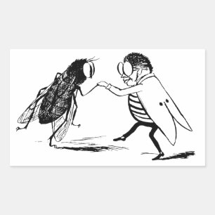 Vintage Insekten tanzen; Bluebottle Fly Rechteckiger Aufkleber