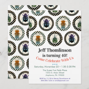 Vintage Insekten zum Geburtstag Einladungs-Party Einladung