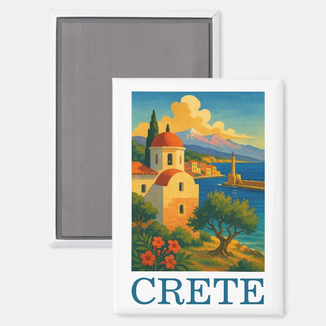 Vintage Insel Kreta Griechenland Kunstwerk Magnet (Vorderseite/Rückseite)