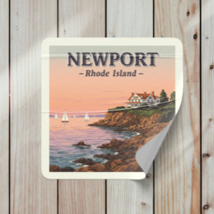 Vintage Insel Newport Rhode Quadratischer Aufkleber