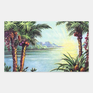 Vintage-Insel Rechteckiger Aufkleber