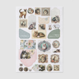 Vintage Inspired Collection of Cat Themed Ephemera Seidenpapier