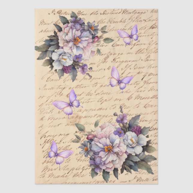 Vintage Inspired Floral Love Letter Decoupage Seidenpapier (Vorderseite)