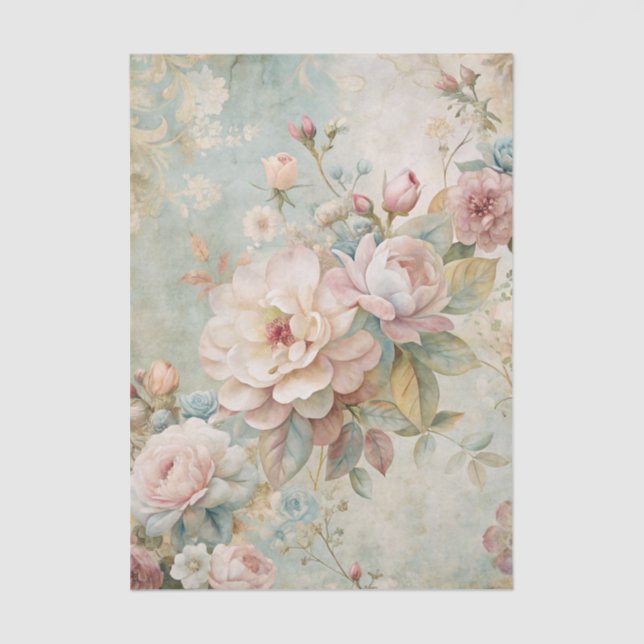 Vintage Inspired Pretty Row of Peonies Background Seidenpapier (Vorderseite)