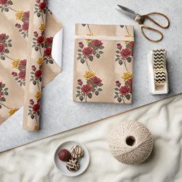 Vintage Inspired Red And Yellow Roses Geschenkpapier