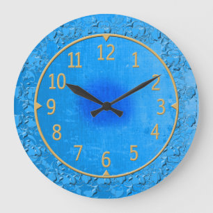 Vintage-inspiriert Blau und Gold Große Wanduhr