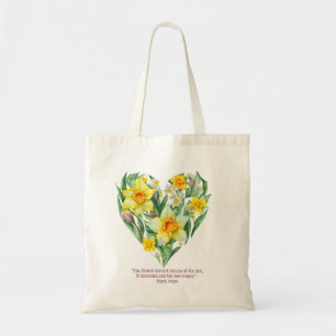Vintage-Inspirierte botanische weiße Narzissen-Kra Tragetasche