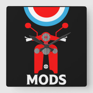 Vintage inspirierte britische Mods und Rockers Quadratische Wanduhr