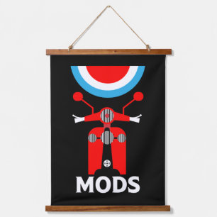 Vintage inspirierte britische Mods und Rockers Wandteppich Mit Holzrahmen