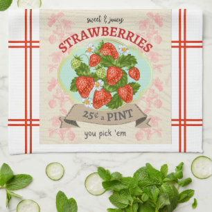 Vintage inspirierte Erdbeere Geschirrtuch
